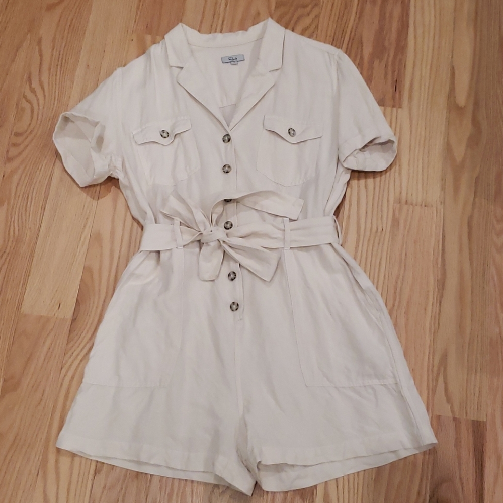 Rails Georgie Tie Waist Romper Small Khaki - image 3